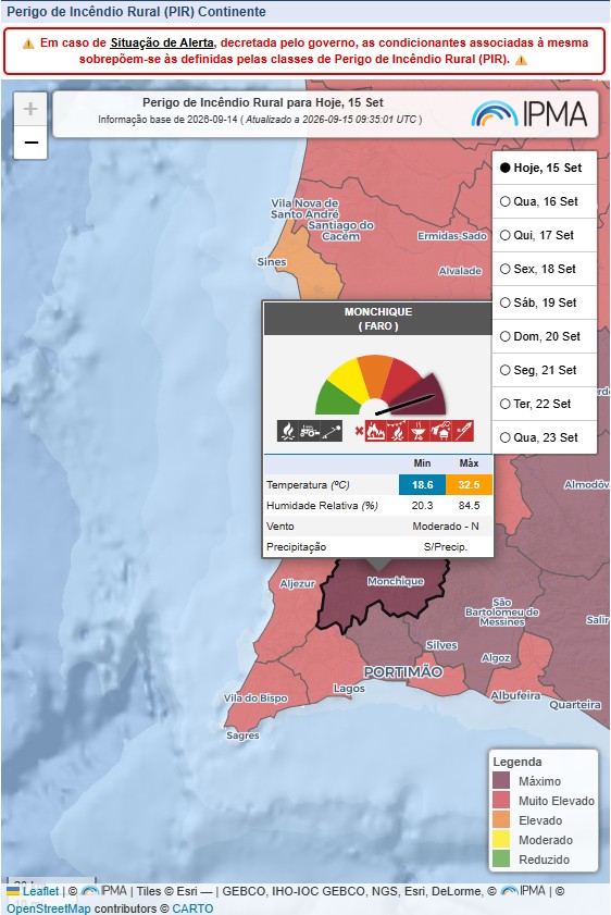 Perigo de incêndio rural em Monchique - Foto-Reprodução_site ipma.pt